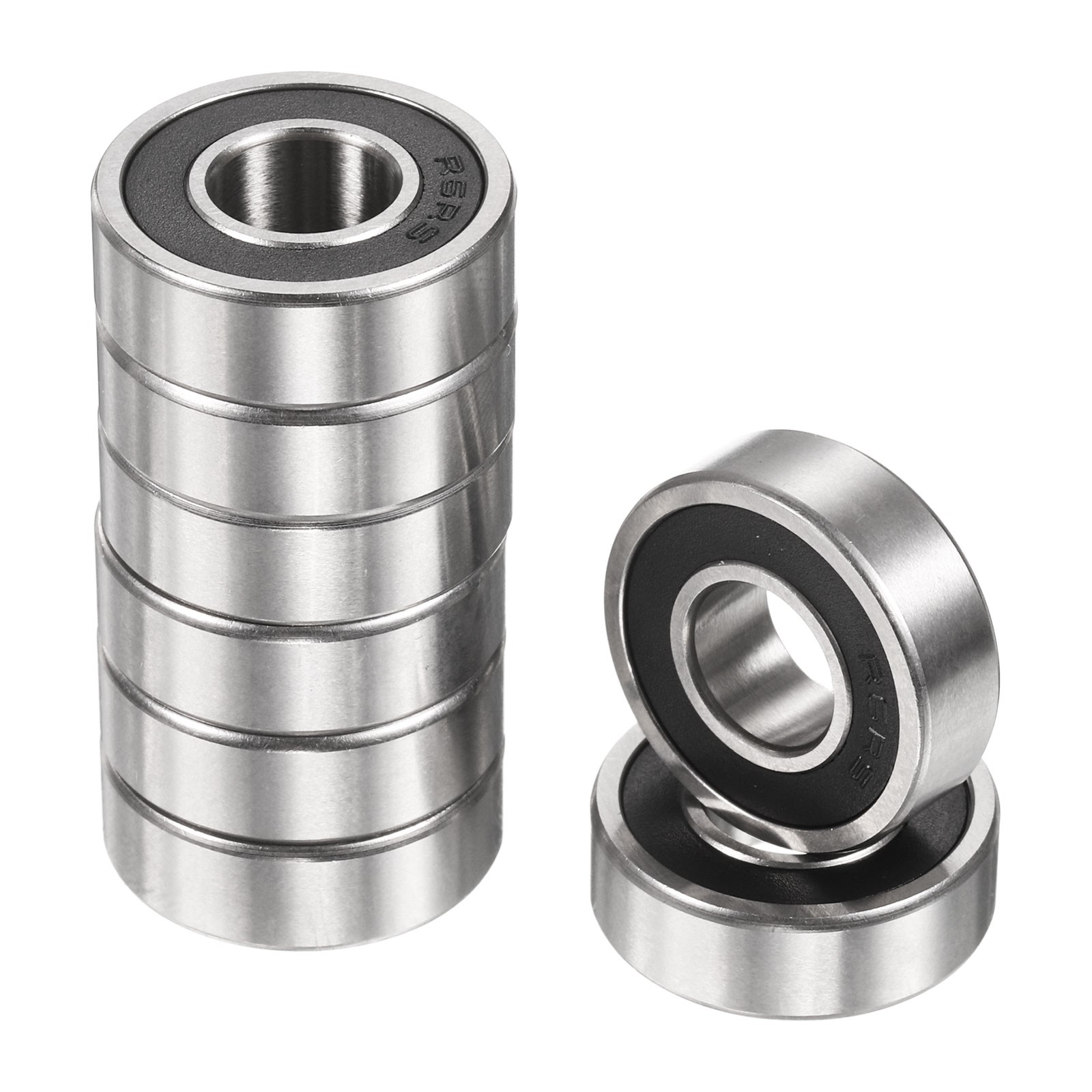 8pcs R6-2RS 3/8″ ID x 7/8″ OD x 9/32″ Height Z2 Ball Bearings Silver Tone