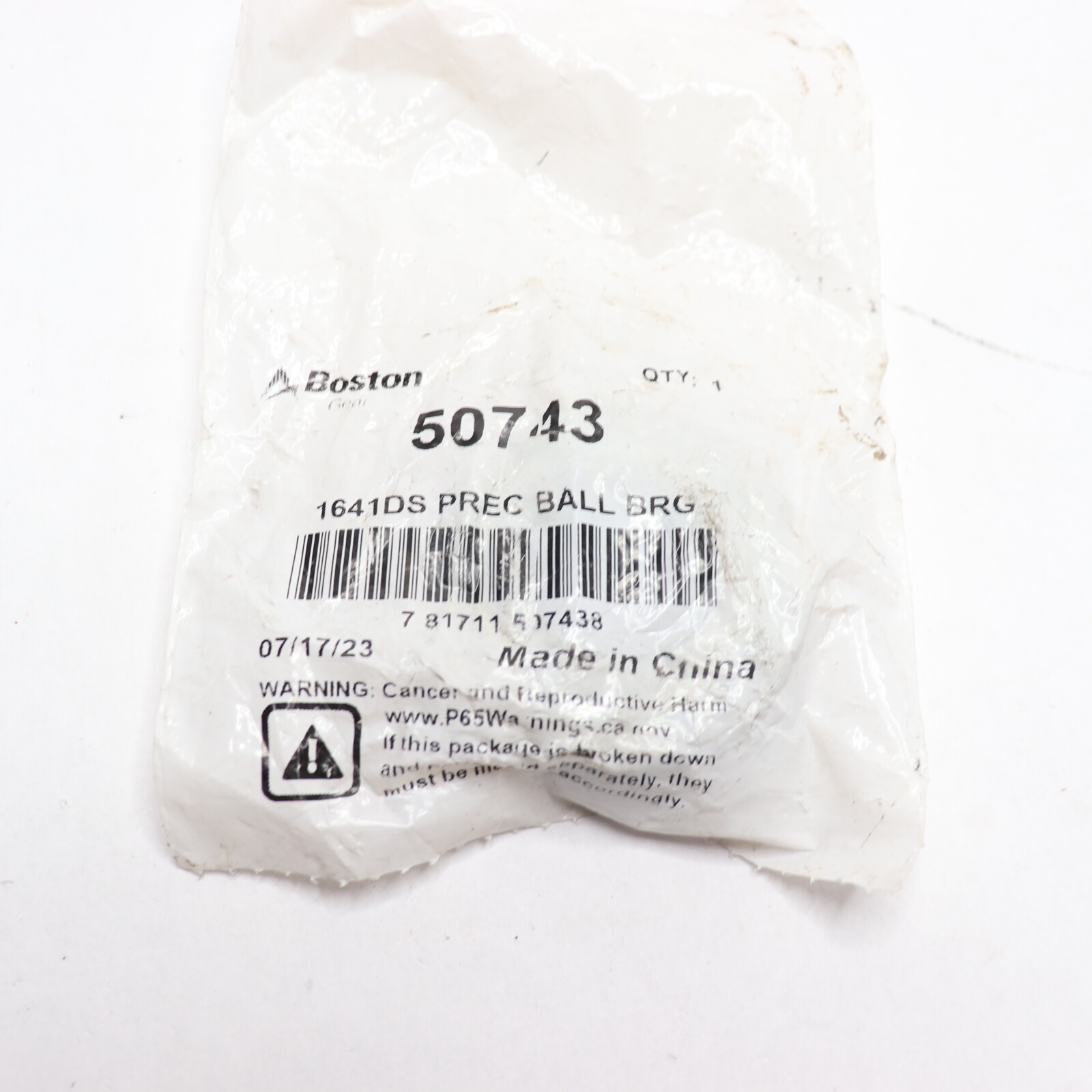 Boston Single Row Ball Bearing 1″ Bore x 2″ OD x 9/16″ Width 1641DS 50743