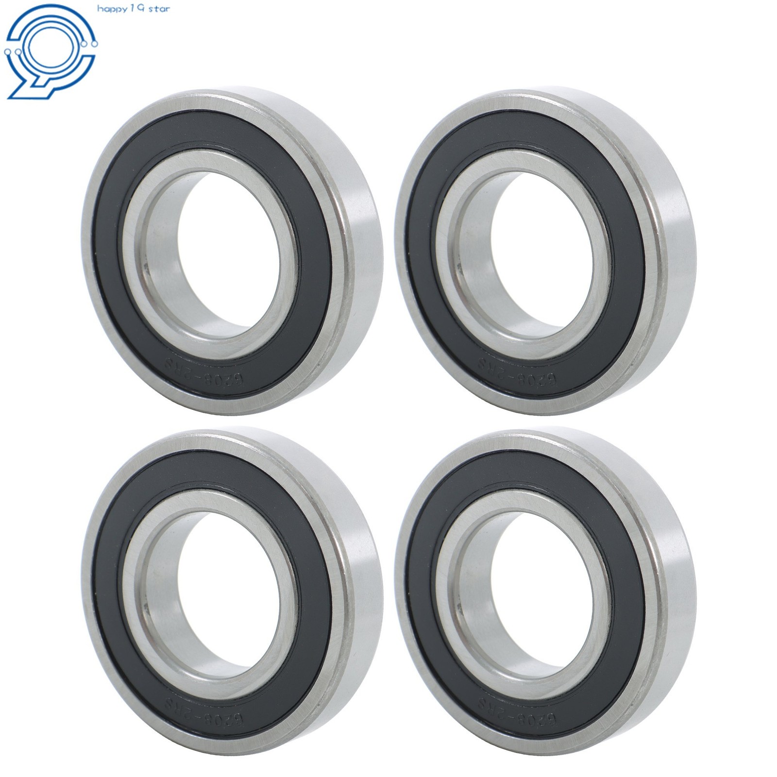 Rubber Sealed 6208-2RS Bearings 4pcs 40x80x18mm Deep Groove