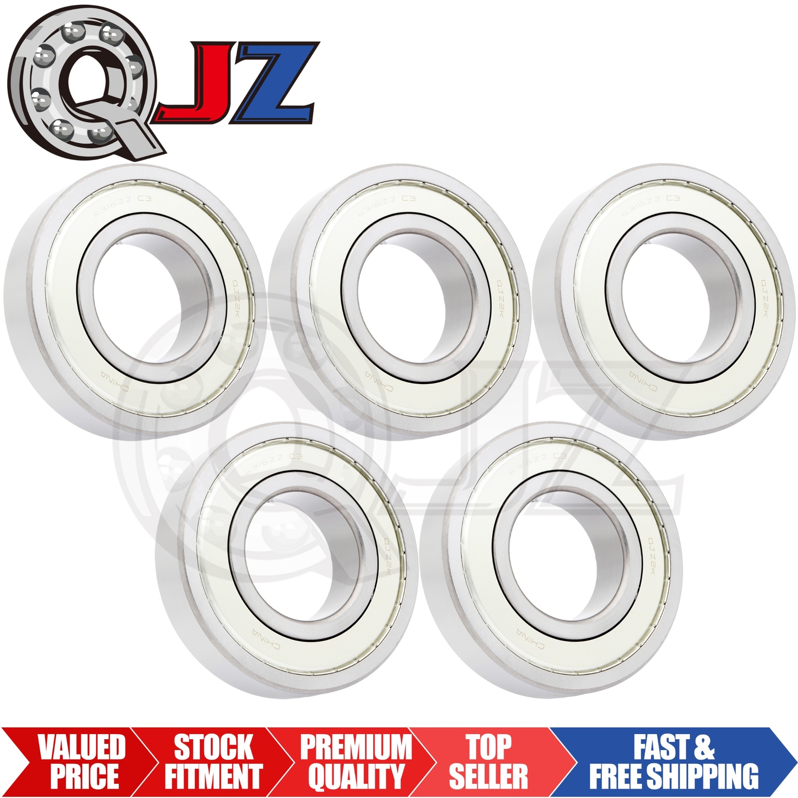 [Qty.5] 6316-ZZ Radial/Deep Groove Ball Bearing [80mm ID x 170mm OD x 39mm W]