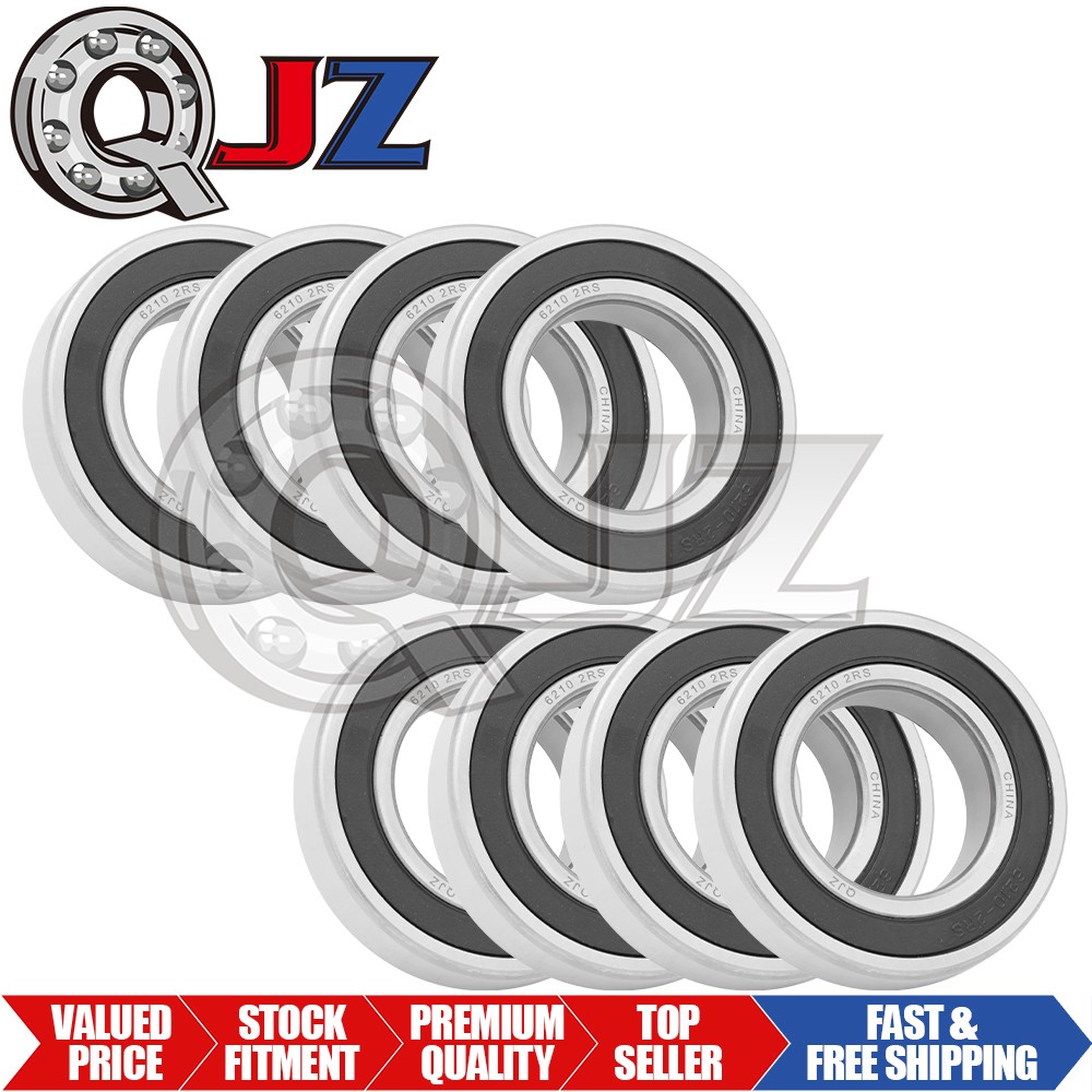 [Qty.8] 6210-2RS Radial/Deep Groove Ball Bearing [50 mm ID x 90 mm OD x 20 mm W]