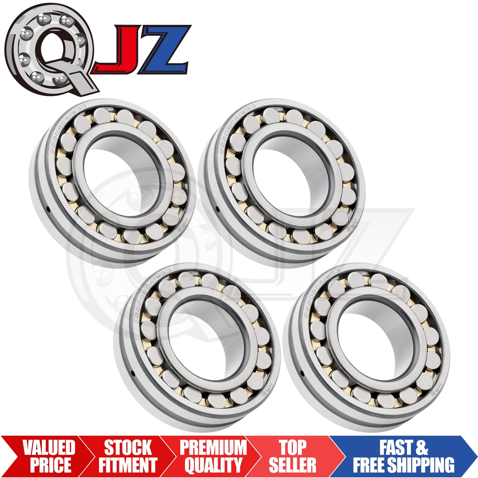 [Qty.4] New 22208CAW33 Spherical Roller Bearing [40mm Bore x 80mm OD x 23mm W]