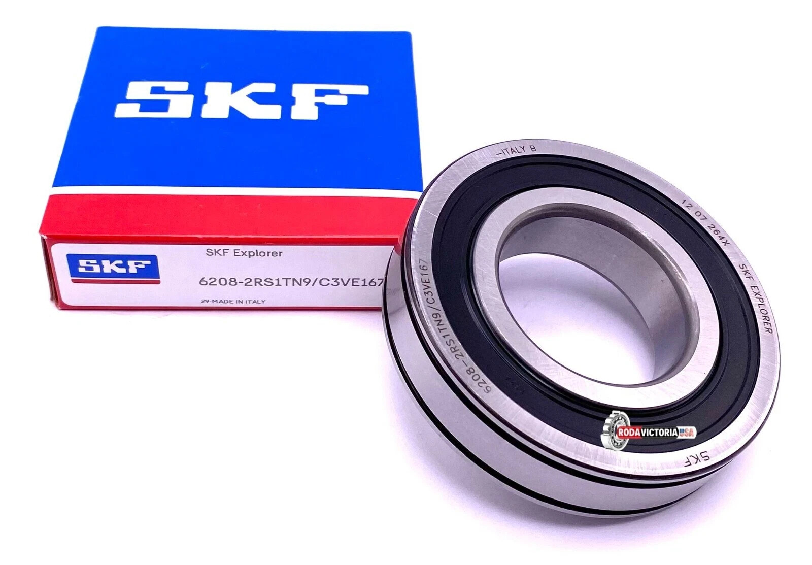 SKF 6208 2RS1 TN9 VE167 Deep Groove Ball Bearing, Rubber Sealed 40x80x18 mm