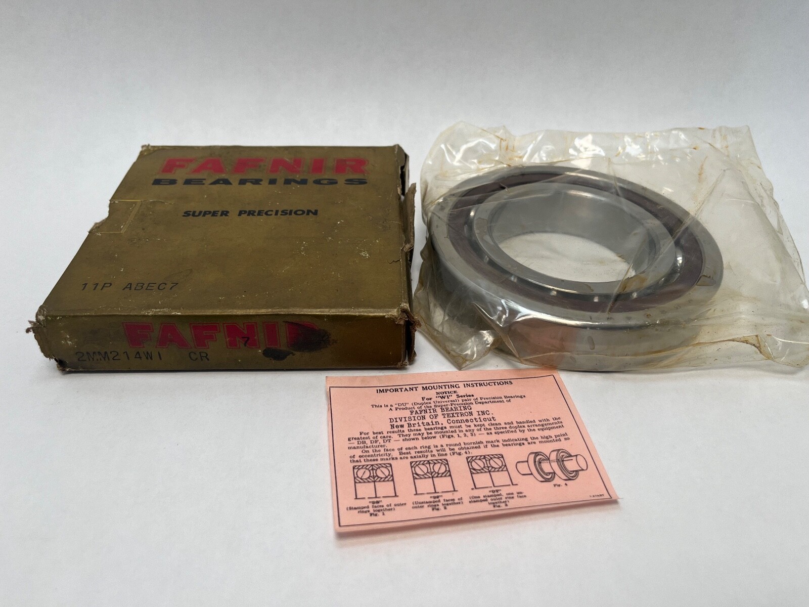 Fafnir 2MM214WI Bearing 70x125x24 mm 7214C 2-MM-214-WI-CR USA