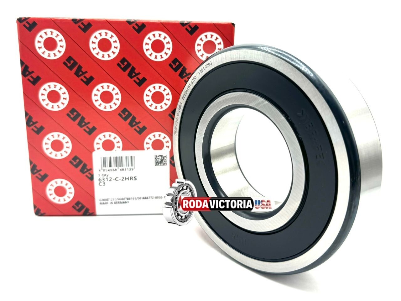 FAG 6312 2HRS C3 DEEP GROOVE BALL BEARING, RUBBER SEALED 60x130x31 mm 6312-2RS