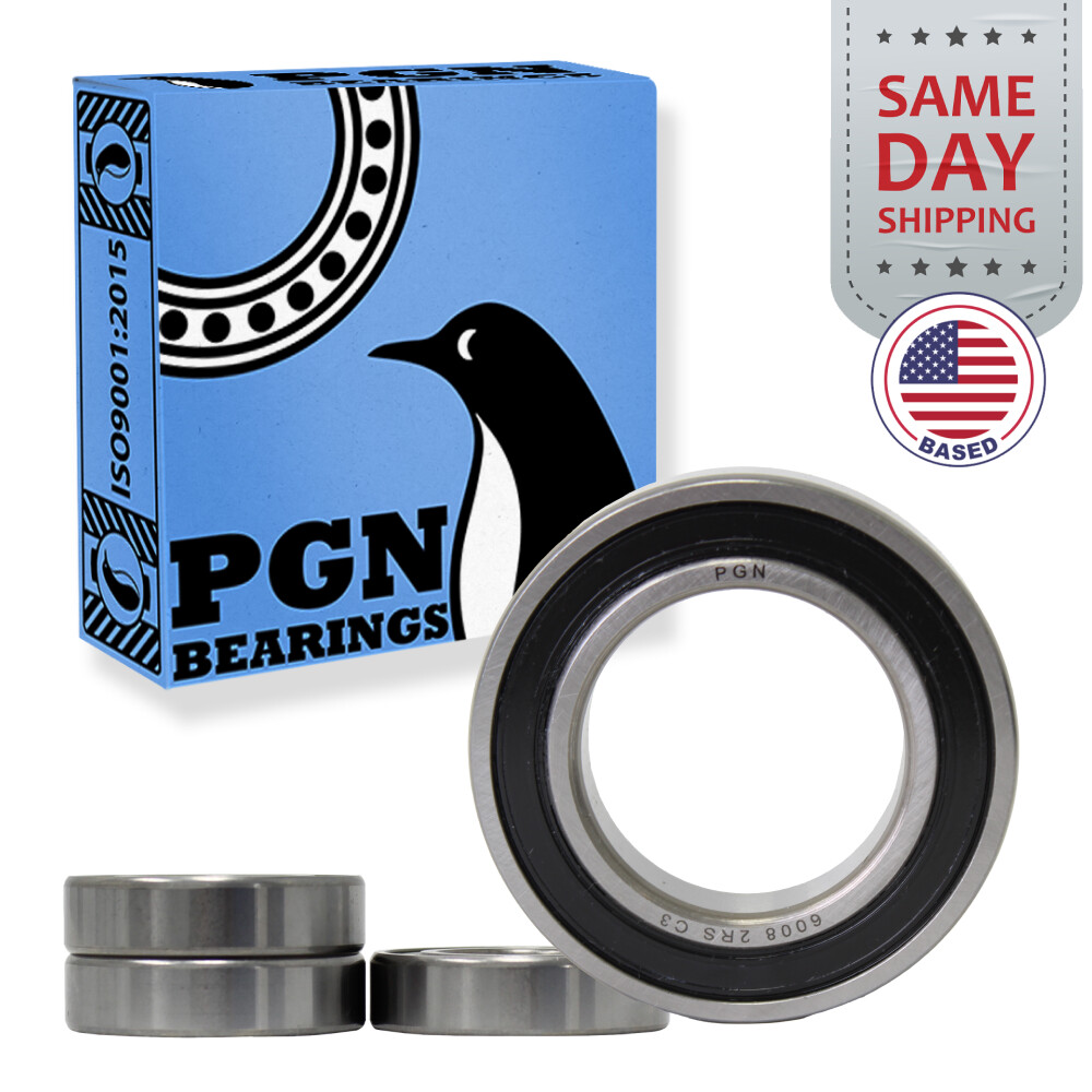 (4) 6008-2RS Premium Rubber Seal Ball Bearing C3 EMQ, 40x68x15, 6008 2RS 6008rs