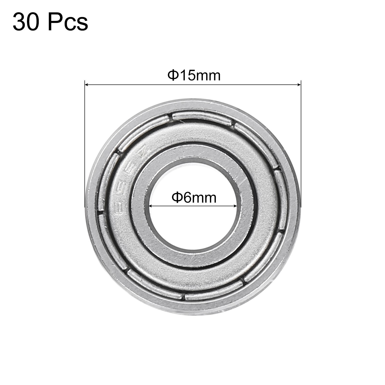 30pcs 696ZZ Deep Groove Ball Bearings 6x15x5mm Sealed, P0 (ABEC 1)