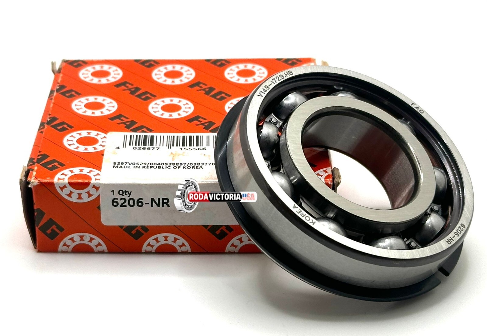 FAG 6206 NR BALL BEARING, OPEN TYPE, NO SEALS + SNAP RING 30x62x16mm