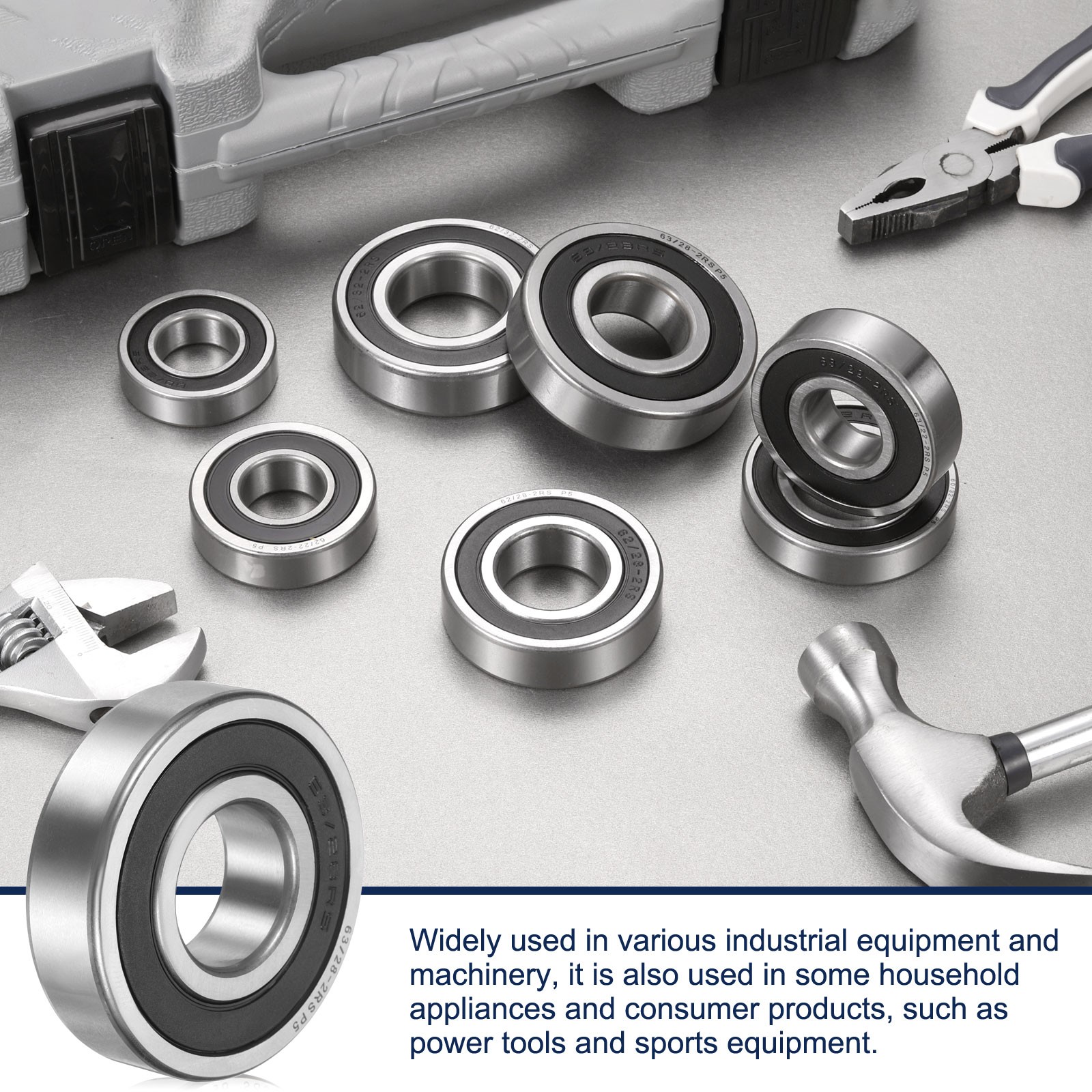 62/28-2RS Deep Groove Ball Bearing, 2pcs 28 x 58 x 16mm, ZV4 Double Rubber