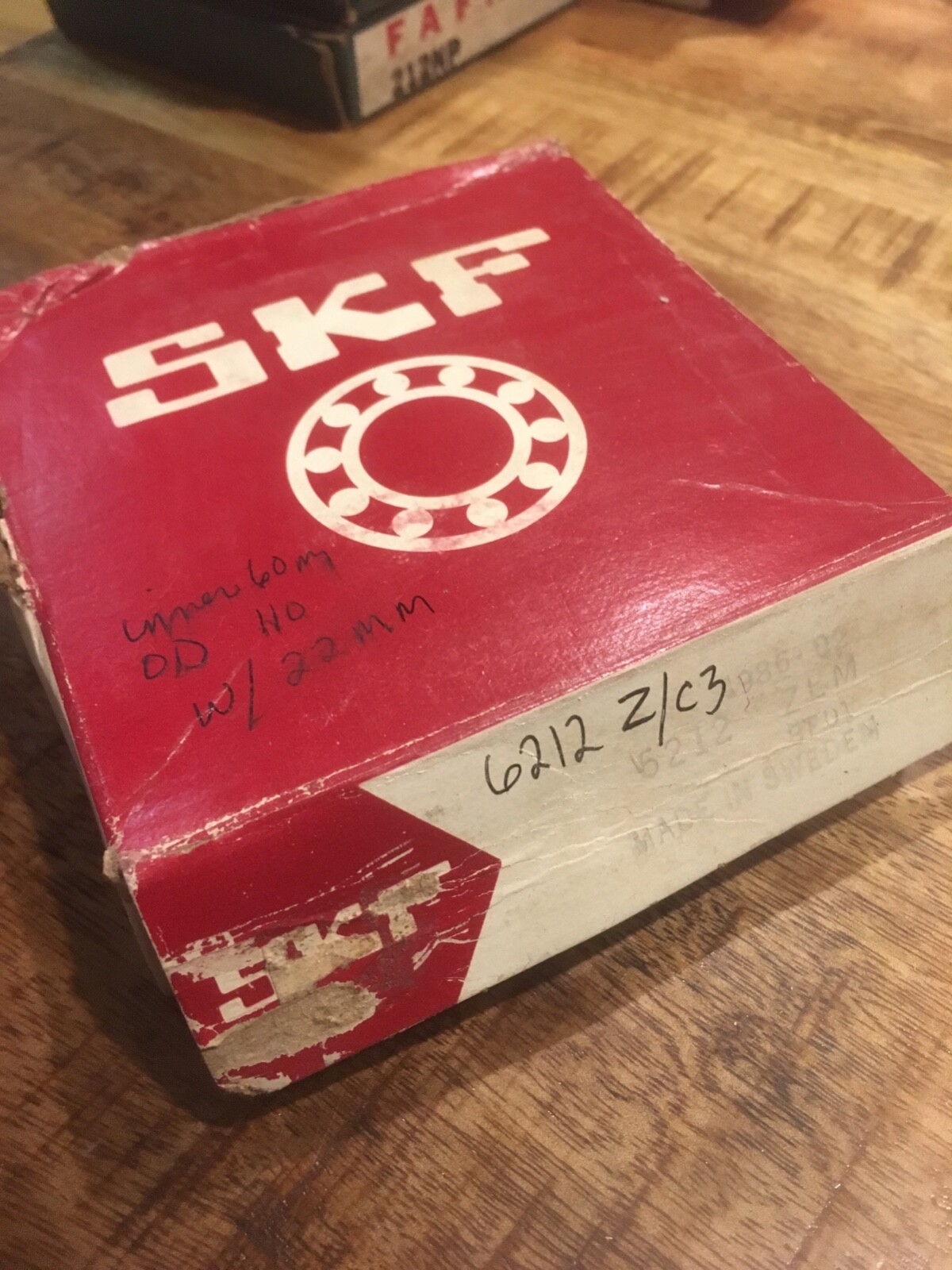 SKF 6212 z/c3 bearing new in box 60mm ID x 110mmOD x 22mm