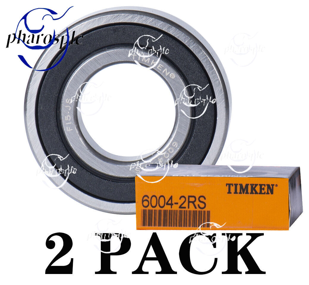 (2PACK) USA Brand TIMKEN 6004-2RS 20X42X12MM Double Rubber Seal Bearings