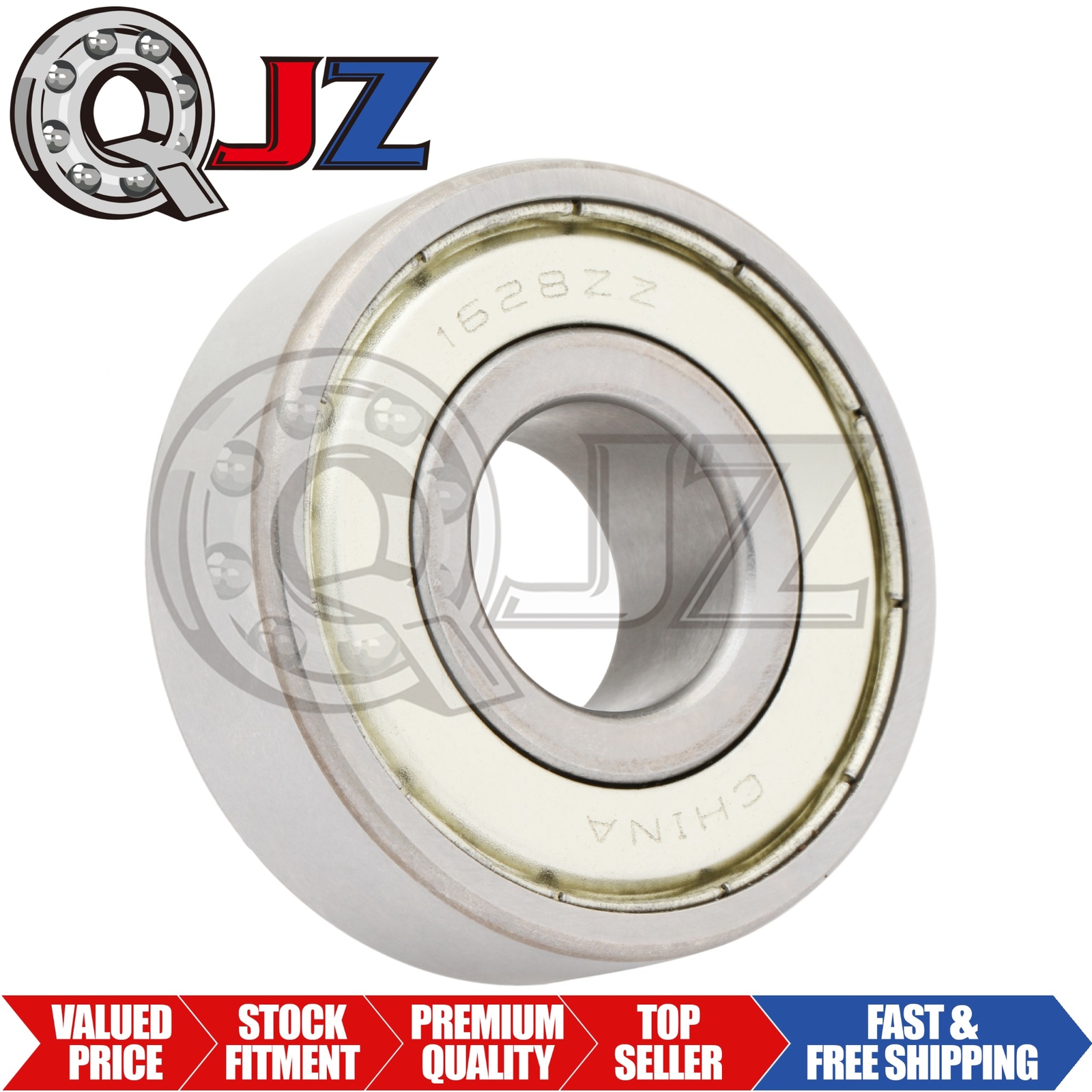 [1-Pack] 1628-ZZ Radial/Deep Groove Ball Bearing 0.625in x 1.625in x 0.5in Metal