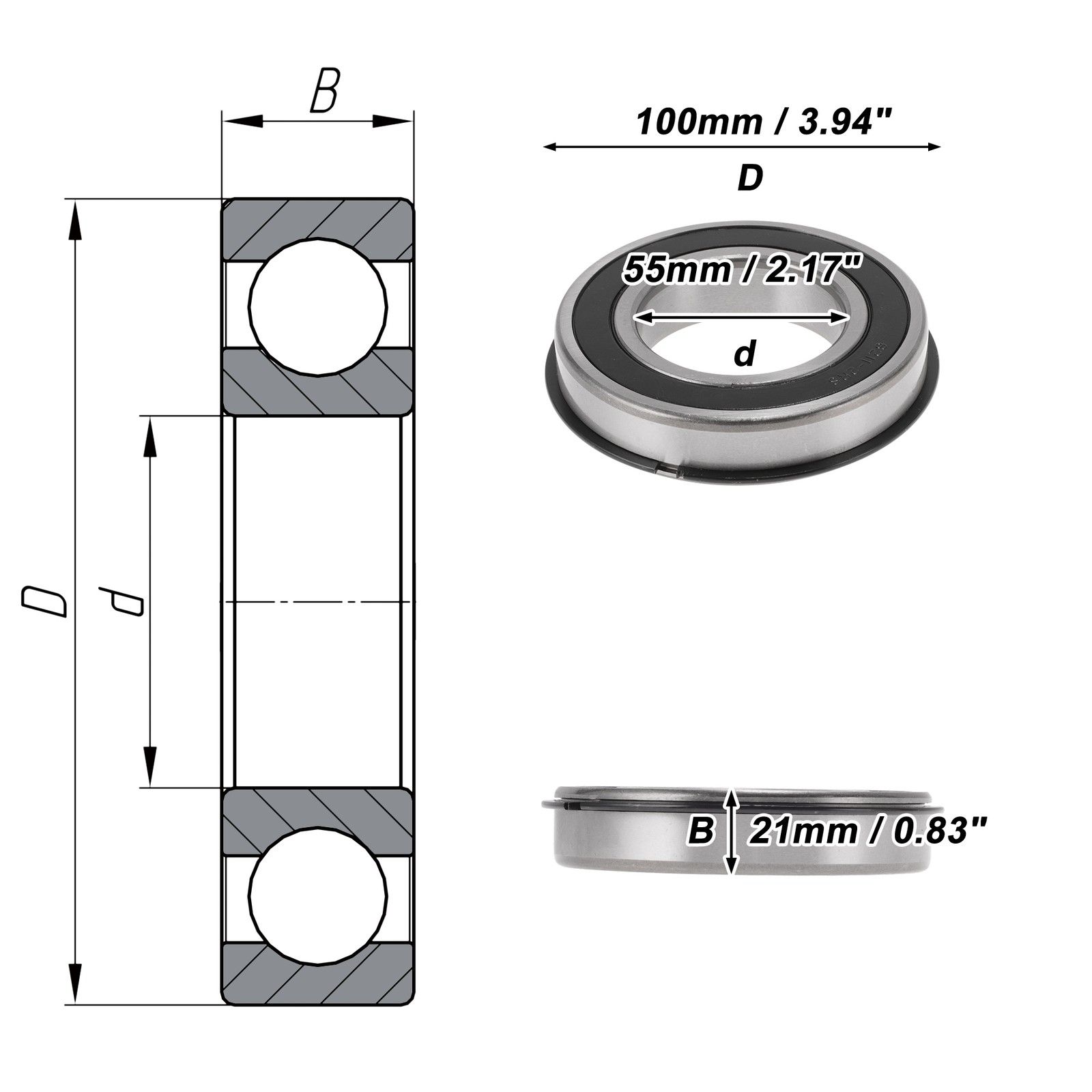 6211NR2RS Deep Groove Ball Bearings 55x100x21mm Scooter Skateboard Wheel