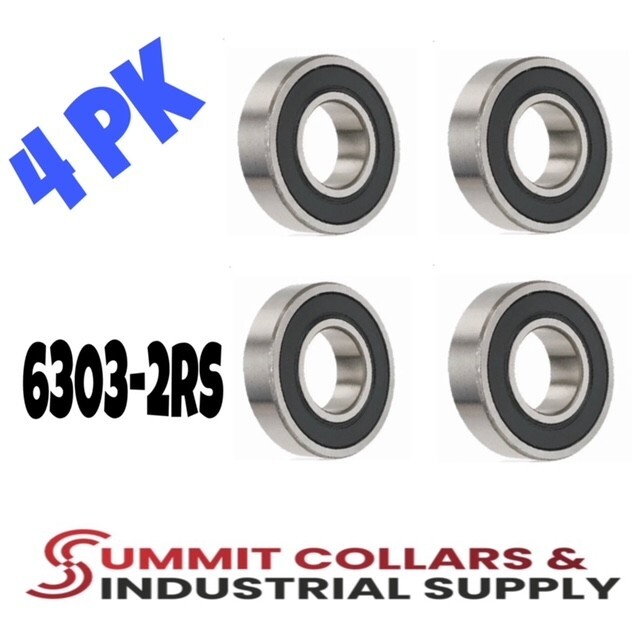(4) 6303-2RS Premium Rubber Seal Ball Bearing C3 EMQ, 17x47x14, 6303 2RS 6303rs