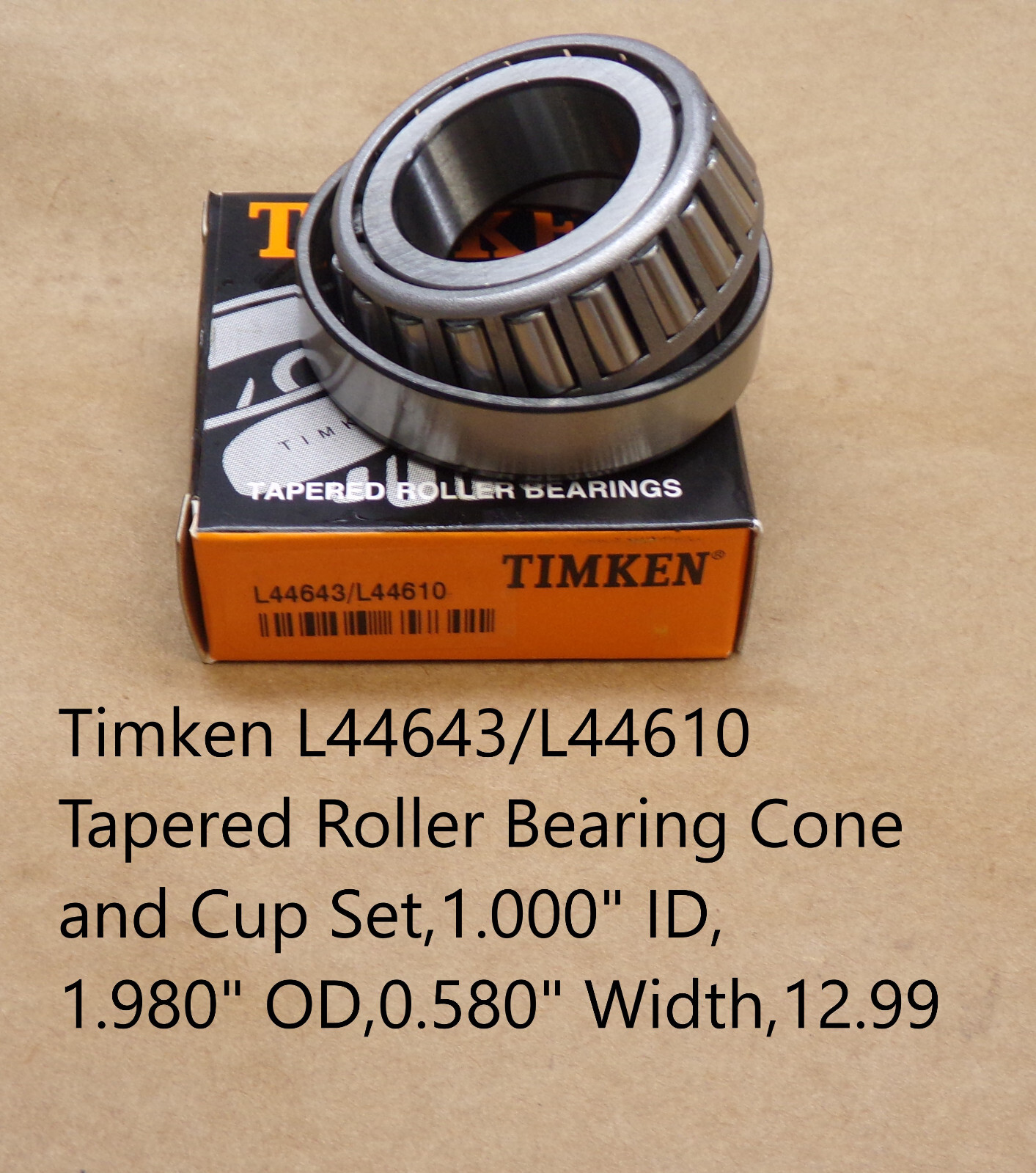 Timken L44643/L44610 Tapered Roller Bearing Cone and Cup Set,1.000″ ID,1.980″ OD
