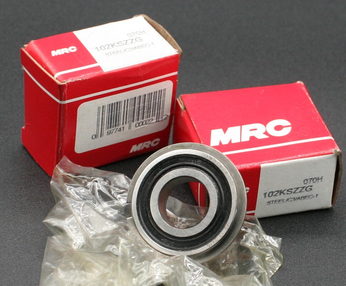Two (2) MRC 102 KSZZG 070H C3 Deep Groove Bearing w Snap Ring 15MM ID INDIA NEW