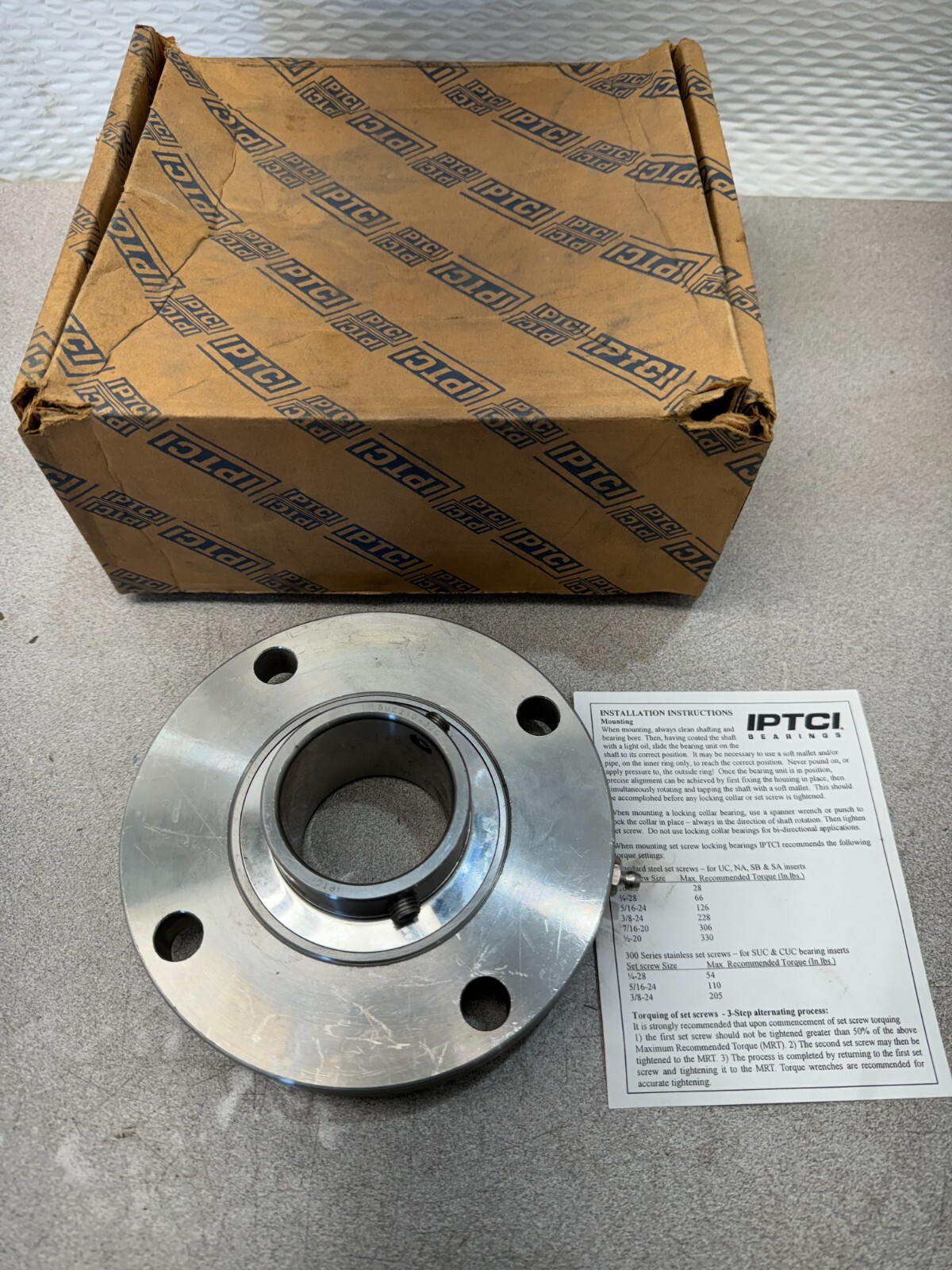 NEW IPTCI 4-BOLT PILOTED FLANGE BEARING 2″ BORE SUCSFCS-210-32