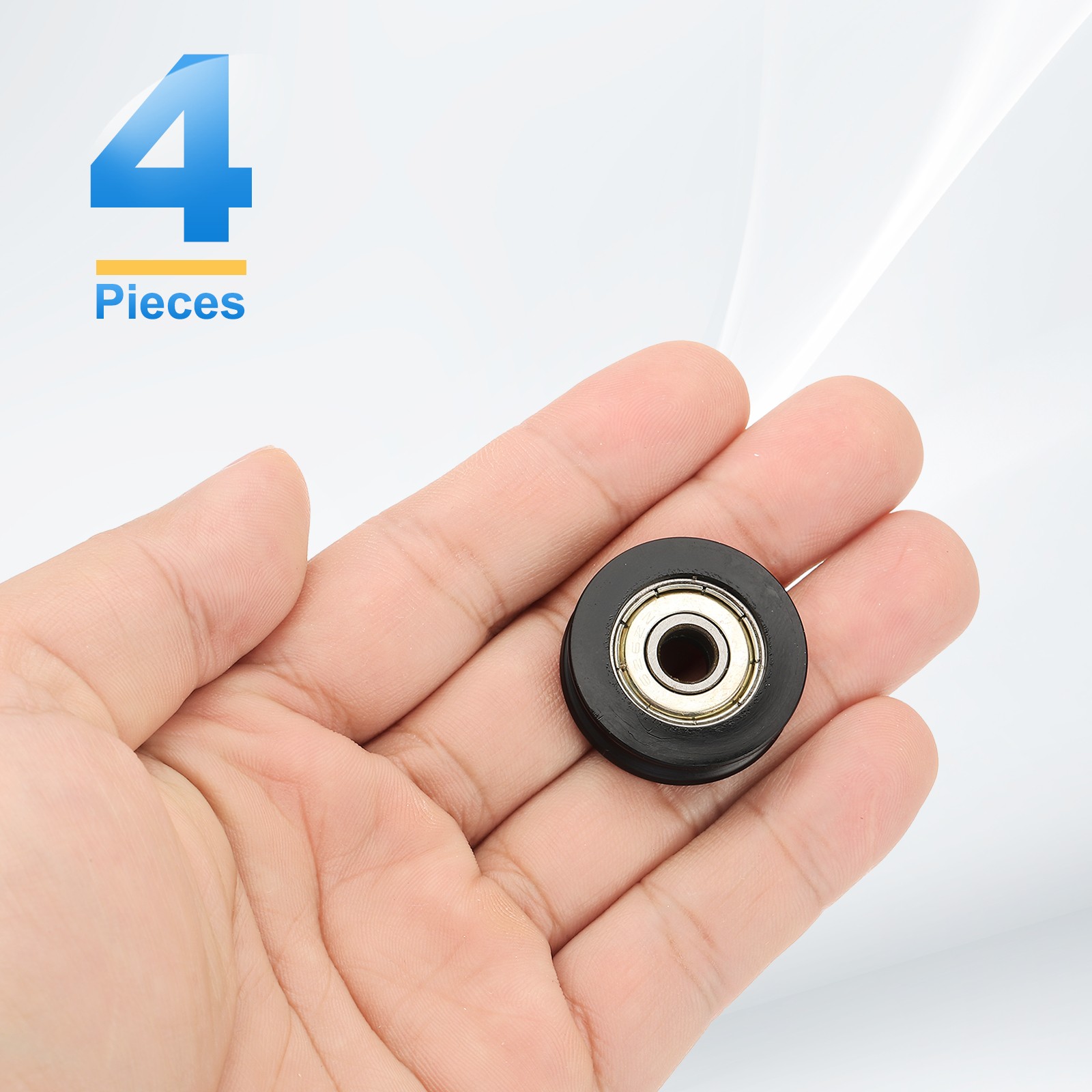 4Pcs, Groove Nylon Plastic Guide Bearing 6x27x8mm Pulley Roller (Black)