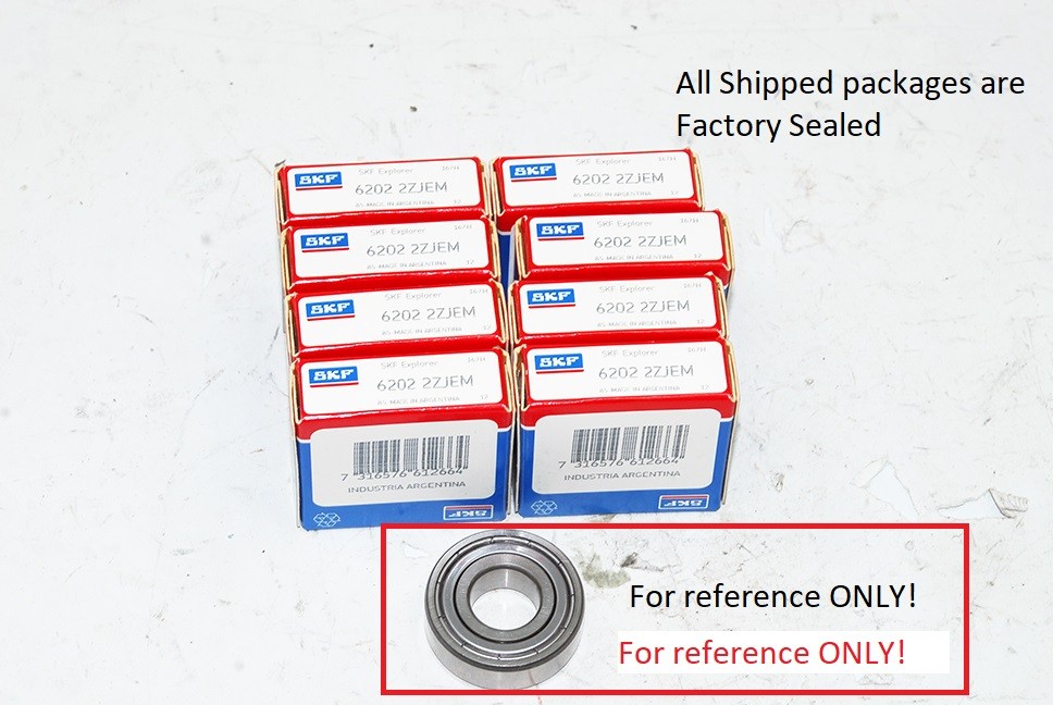 SKF 6202-ZZ 2ZJEM Bearings, 8 Pack of New Sealed Packages, Size: 15x35x11 mm