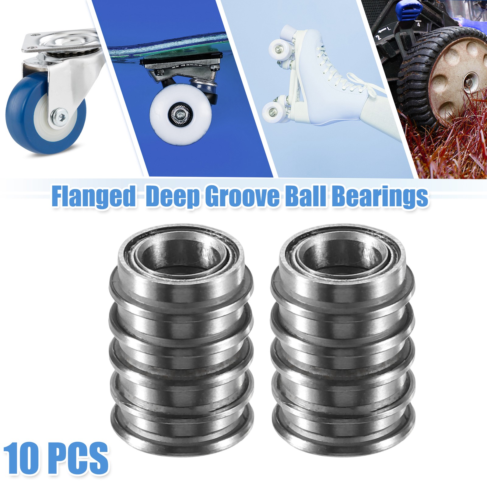 10pcs MF85ZZ 5x8x2.5mm Double Metal Shield Flanged Deep Groove Ball Bearings