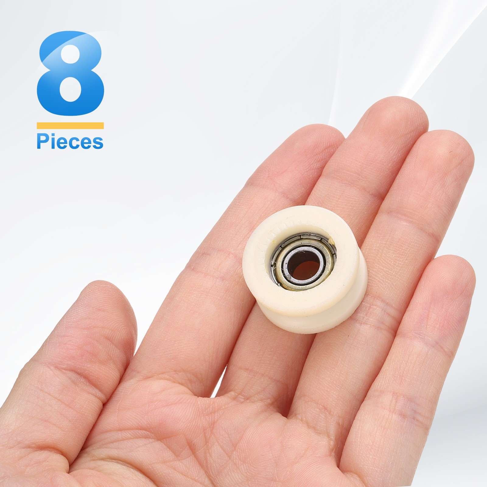 8 Pcs 6x23x11mm Beige U Type Groove Plastic Guide Bearing Roller Wheels