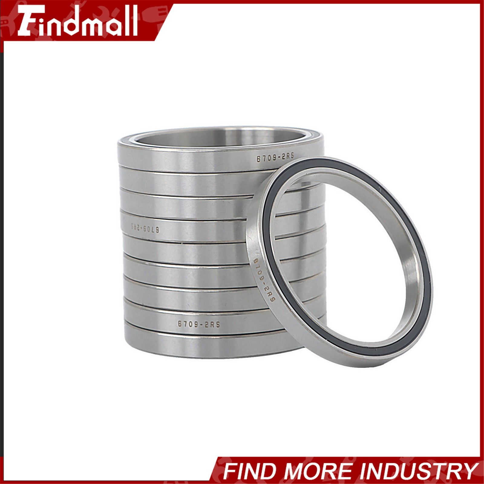 Findmall 6709-2RS Deep Groove Bearings 10pcs 45x55x6mm Rubber Sealed Pre-Lubed
