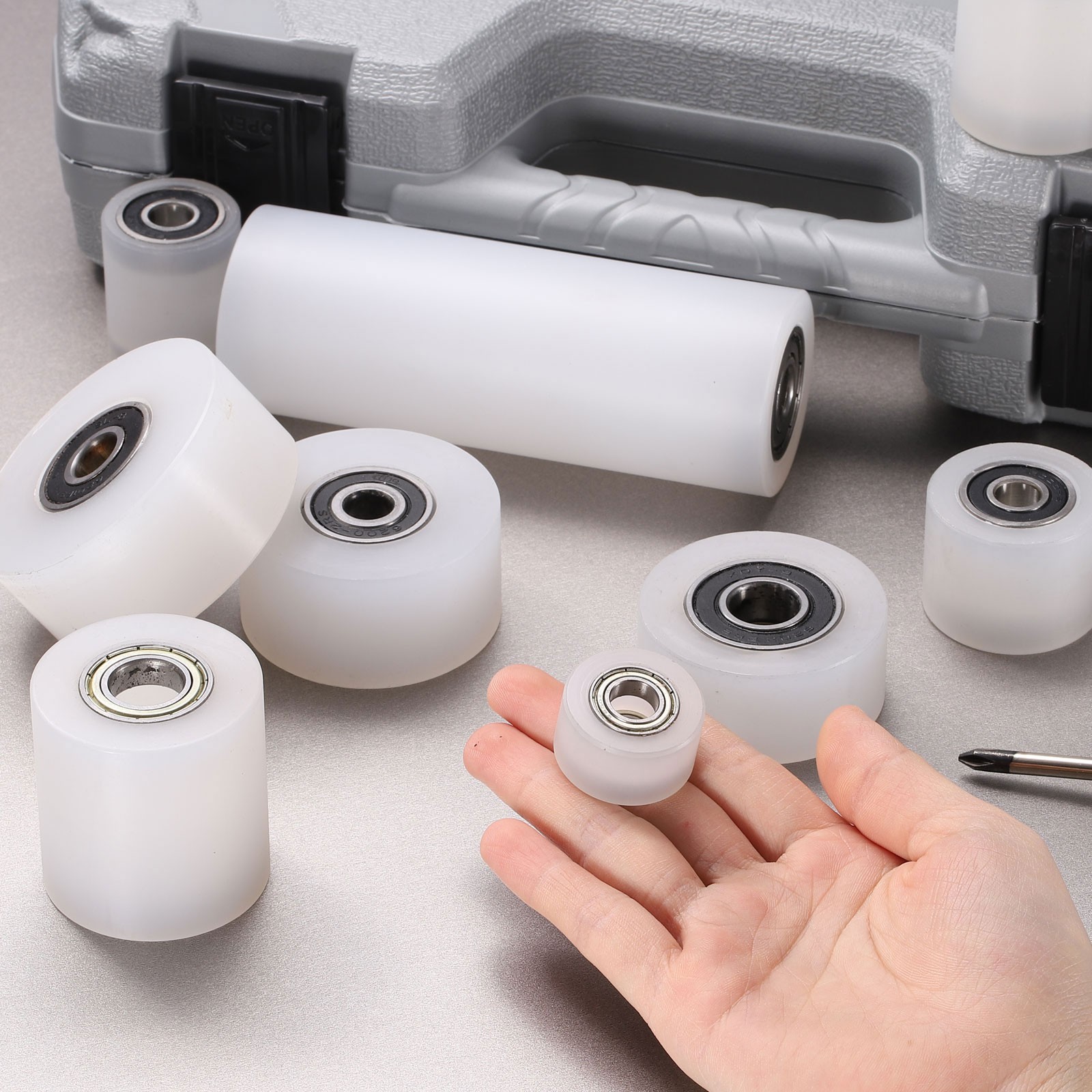 2Pcs, Nylon Roller Wheel with Bearings 3/8″x2-5/16″x1-1/4″ Nylon Pulley