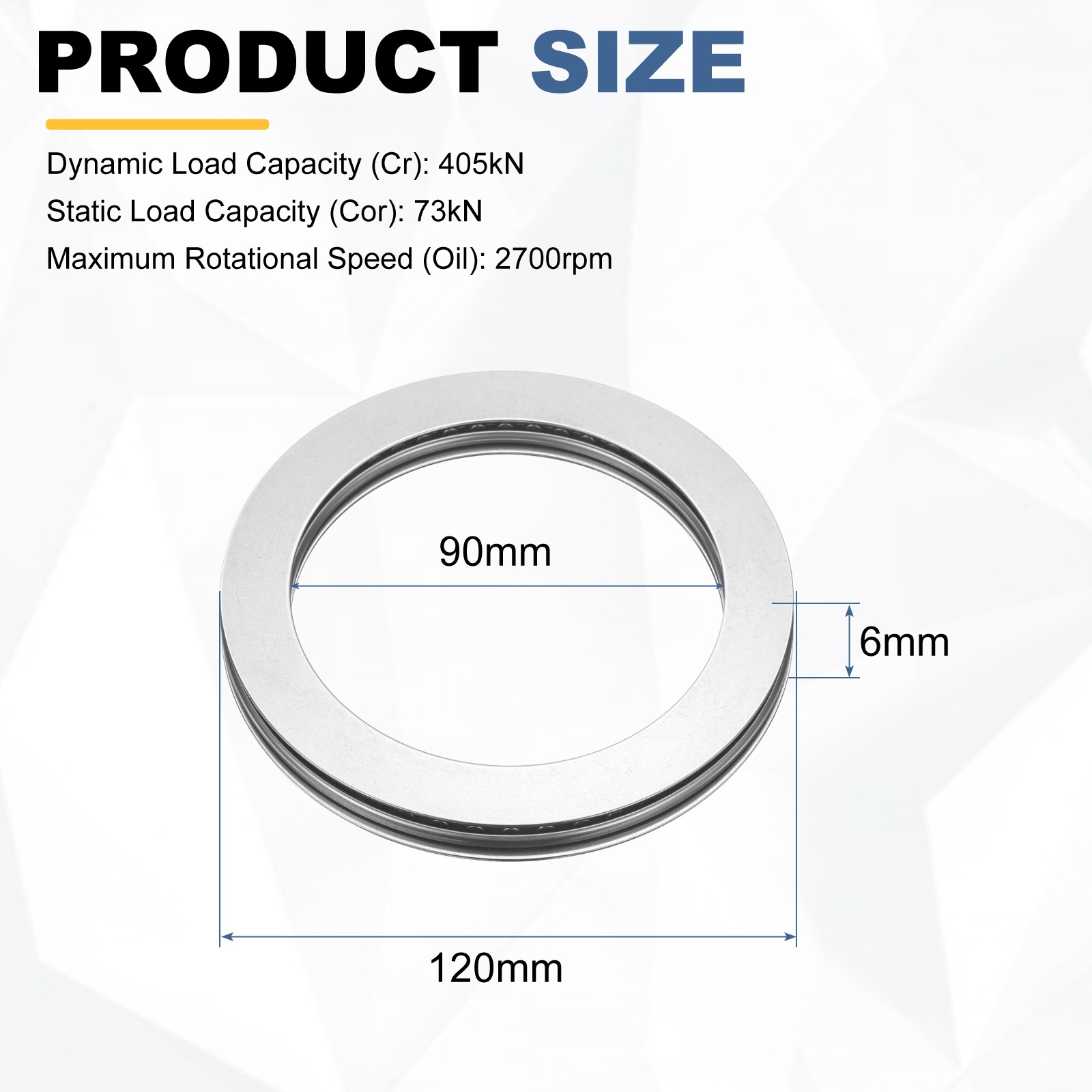 2pcs AXK90120 Chrome Steel Needle Roller Thrust Bearings with Washers 90x120x6mm