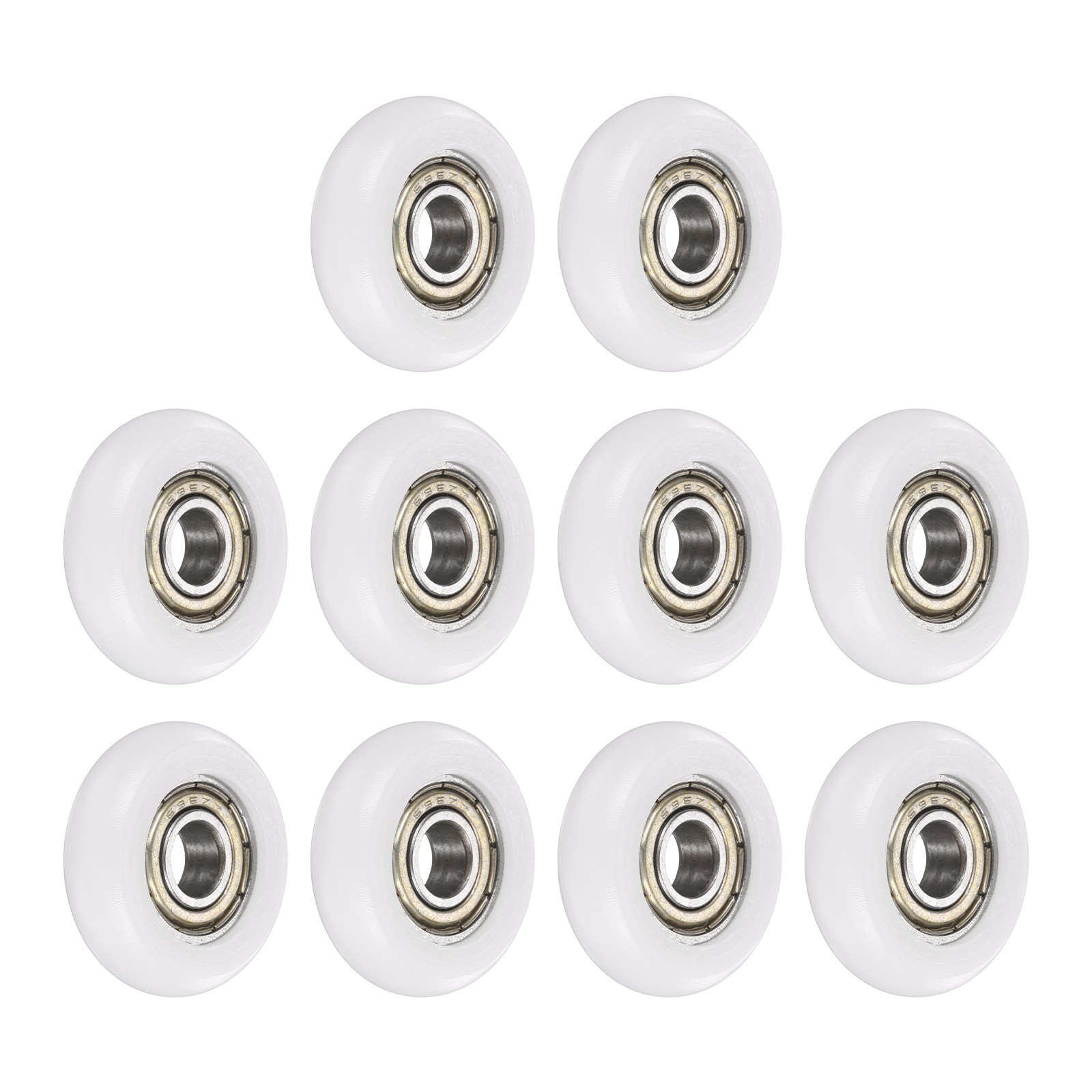 10Pcs 6x24x7mm Metal Shielded (GCr15) Chrome Steel Bearing+POM Guide, White