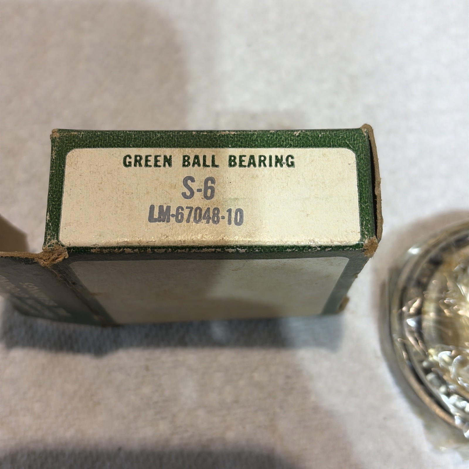The Green Ball Bearing Co. S-6 LM-67048-10 New Old Stock (StorageA)
