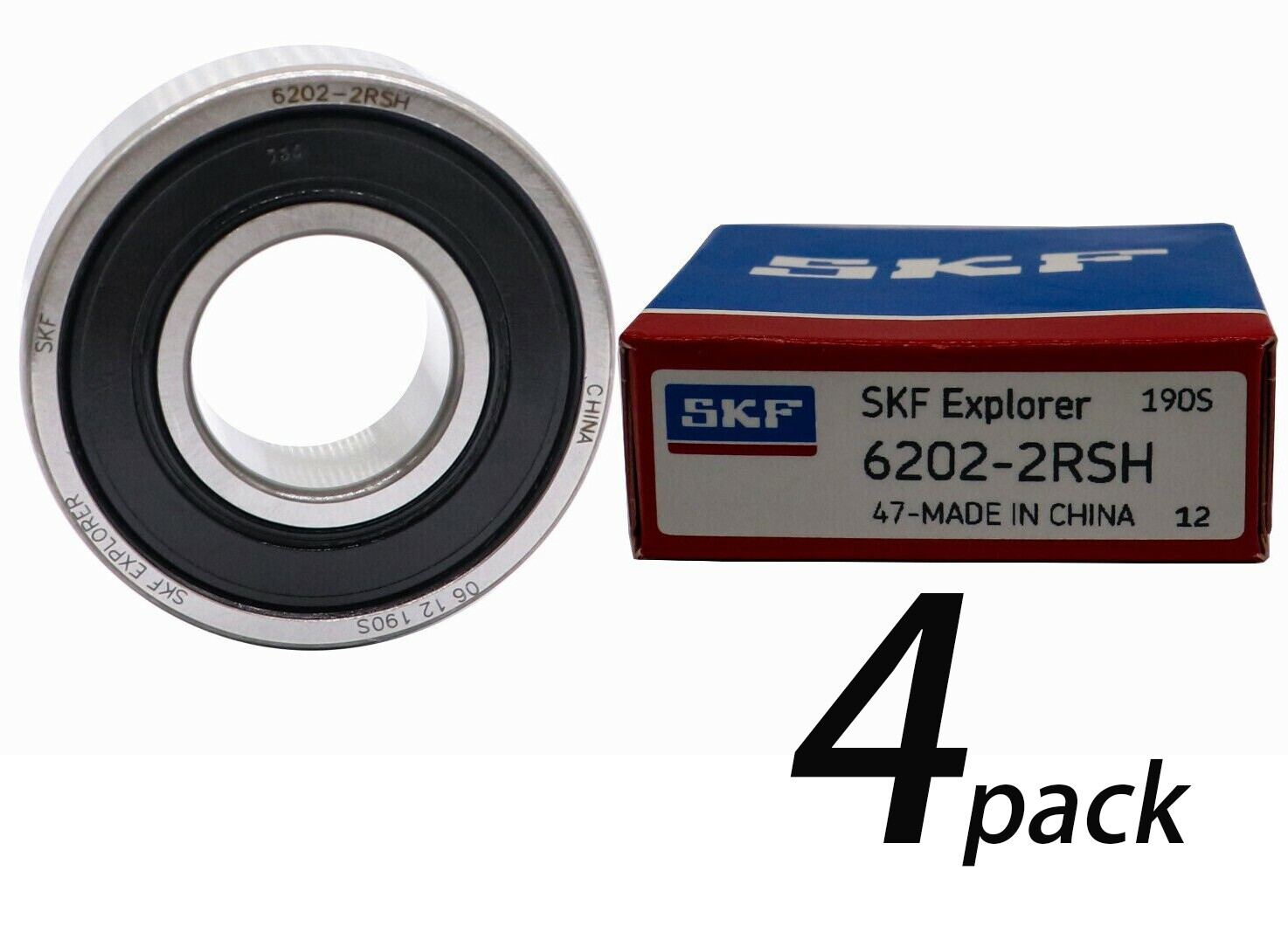 (4PACK) 6202-2RS SKF Brand Rubber Seal Ball Bearing 15x35x11 6202 2RS 6202RS