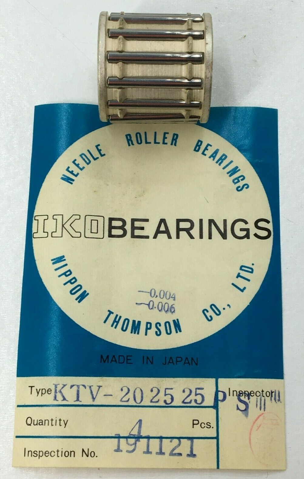 Iko Brand Needle Roller Bearing Ktv 20X25X25 New Old Stock Nippon Thompson Co