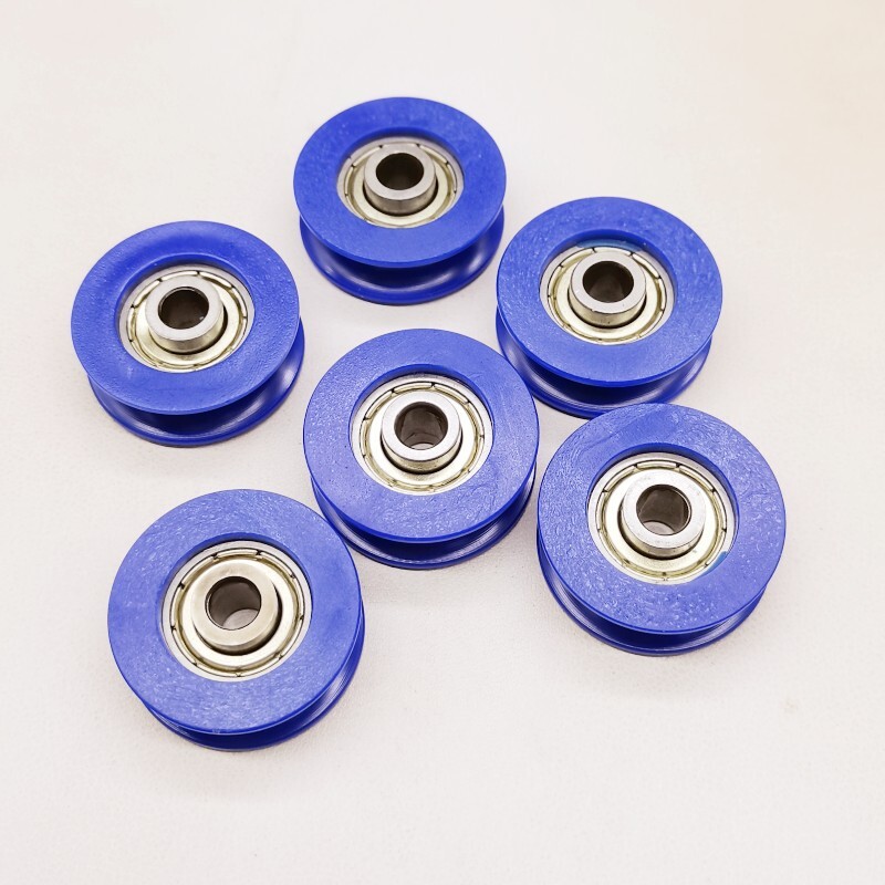 6Pcs U Type Groove Pulley Nylon Guide Rolling Bearing 5×25.5×8.5mm Blue