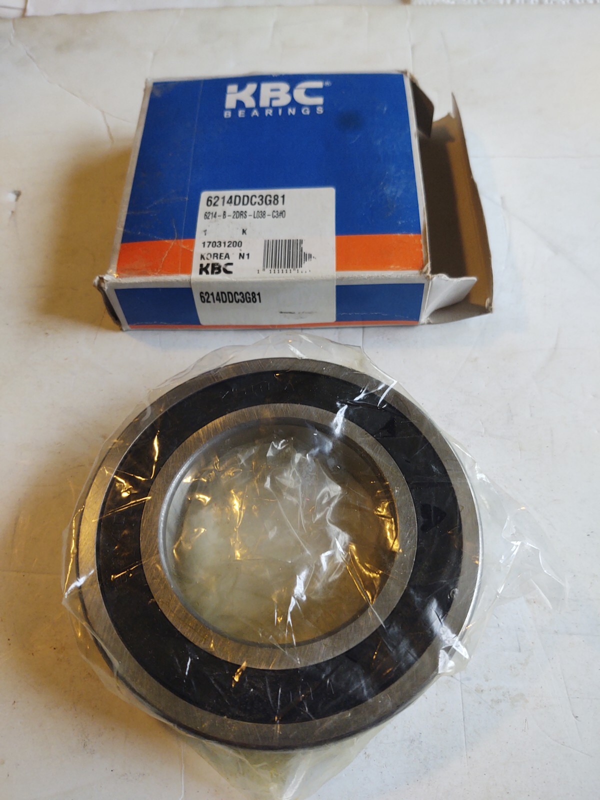 KBC # 6214DDC3G81 BALL BEARING. (RUBBER SEAL BOTH SIDES).
