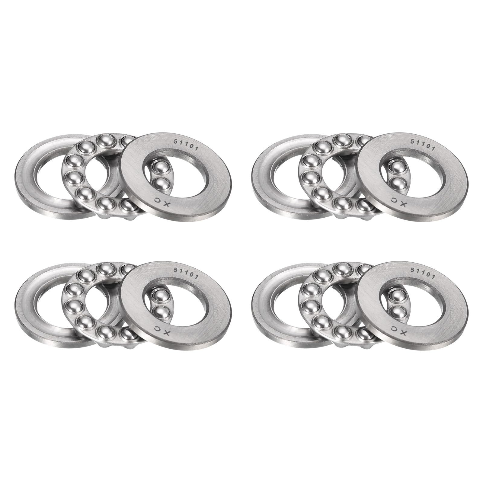 Thrust Ball Bearings, 4pcs 51101 Plane Axial Ball Bearing 3-in-1, 12mm x 26mm…