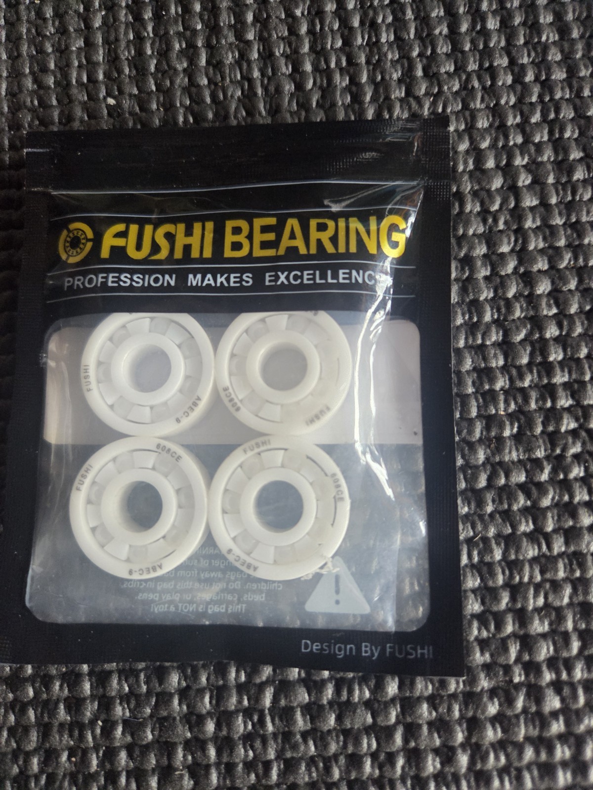 FUSHI 608CC Ceramic Ball Bearings Set of 4, 8mm Bore, 22mm OD, 7mm Width
