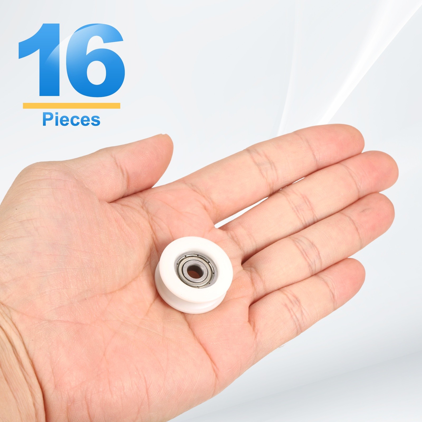 16 Pcs White Groove Nylon Plastic Guide Bearing 5x26x9mm Pulley Roller