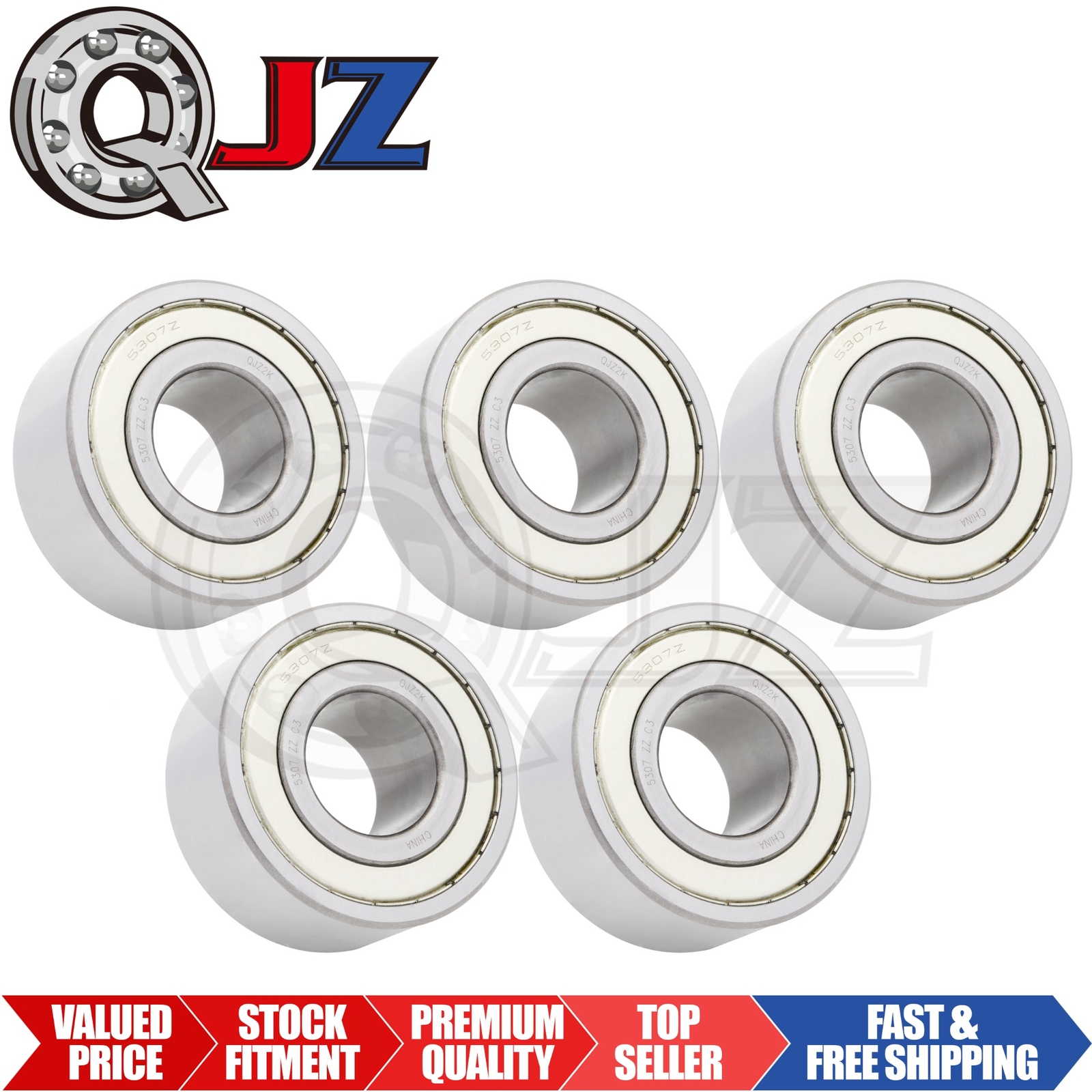 [Qty.5] 5307-ZZ New Angular Contact Ball Bearing [35mm ID x 80mm OD x 34.9mm W]