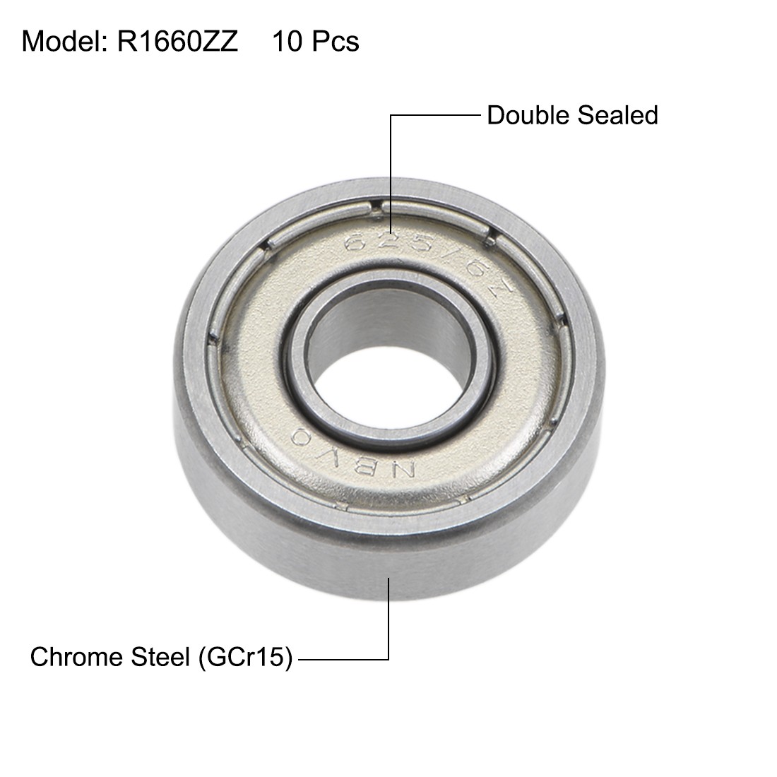 10pcs R1660ZZ Ball Bearings Z2 6x16x5mm Double Shielded Chrome Steel