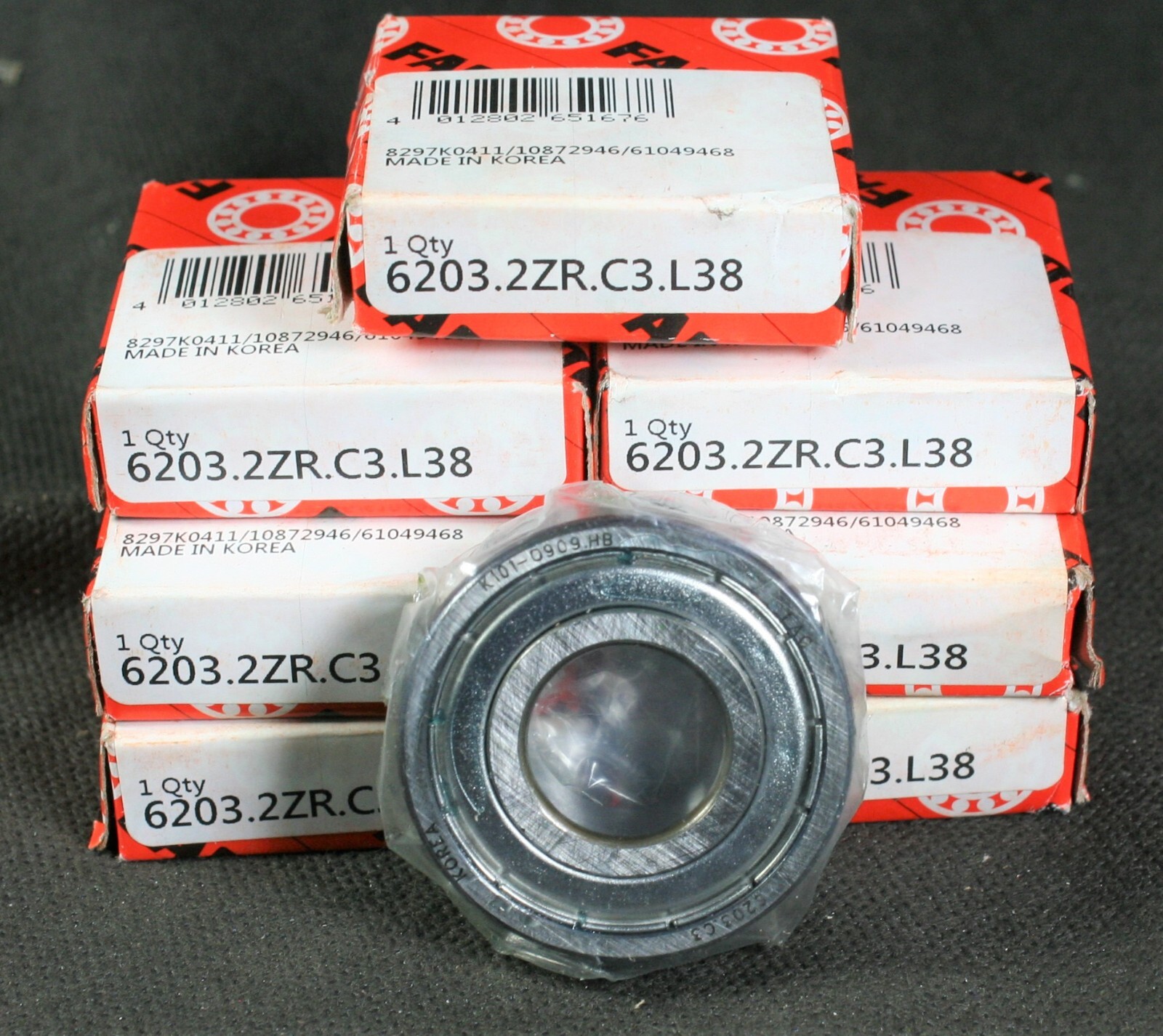 One (1) FAG 6203-2ZR-L38 C3 Deep Groove Bearing 17 MM Bore NEW