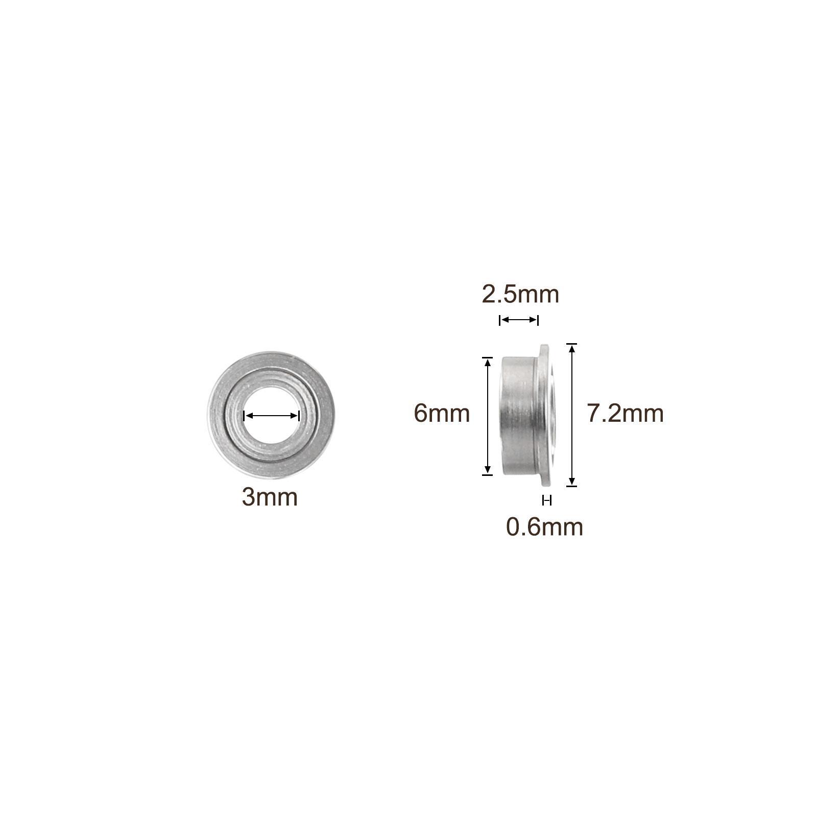 10pcs Deep Groove Ball Bearings 3x6x2.5mm Chrome Steel Double Shield Flanged