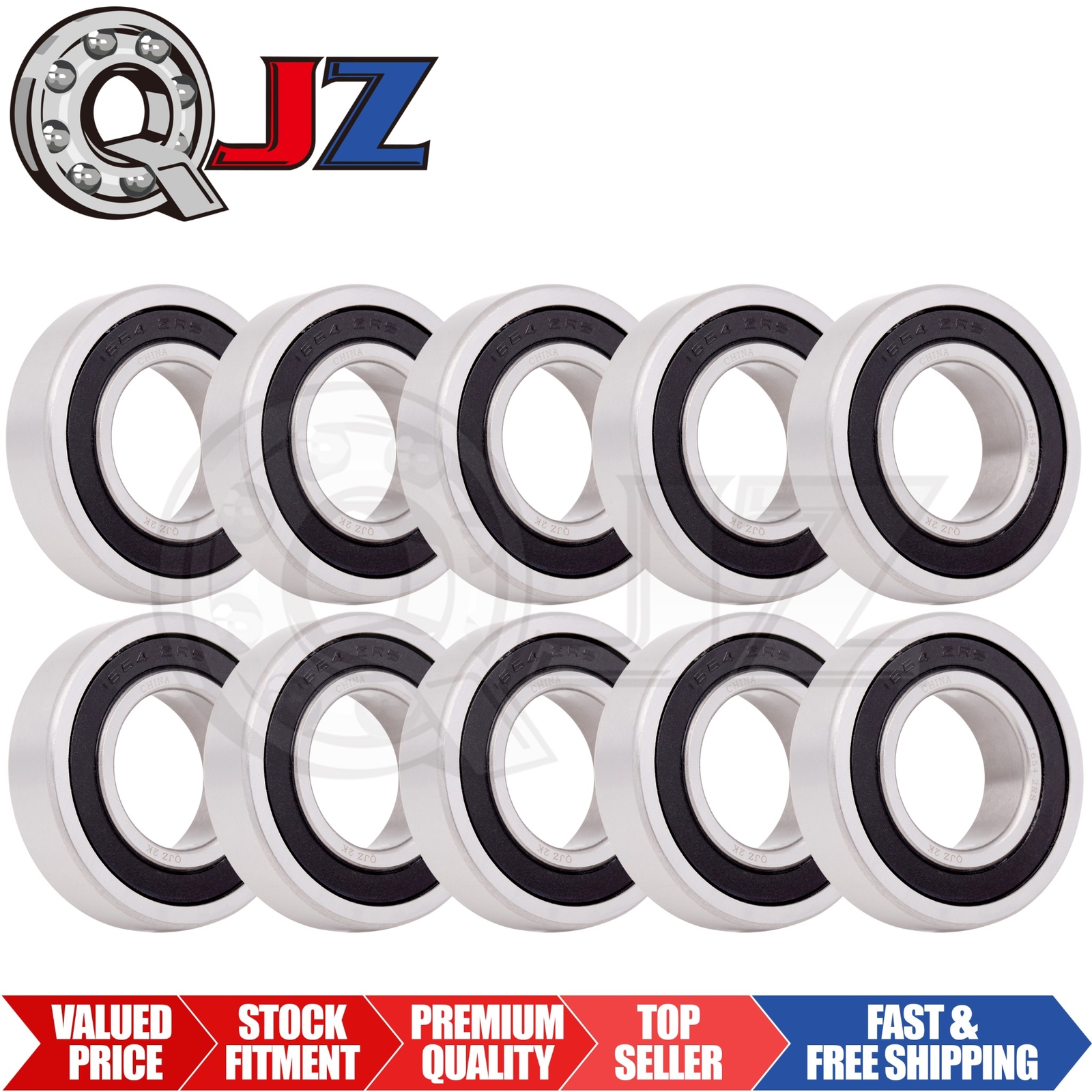 [Qty.10] 1654-2RS New Deep Groove/Radial Bearing [1.25“ ID x 2.5” OD x 0.625“ W]