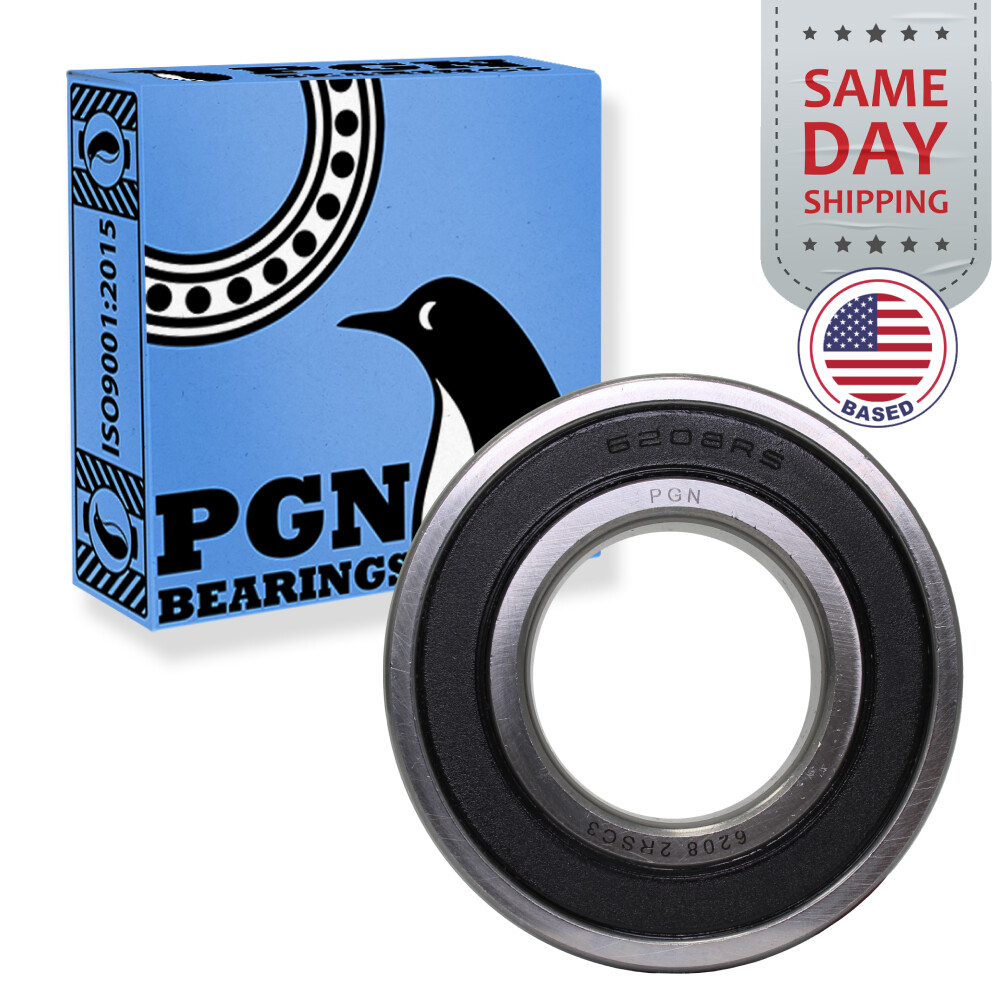 (100) 6208-2RS Premium Rubber Seal Ball Bearing C3 EMQ, 40x80x18, 6208 2RS