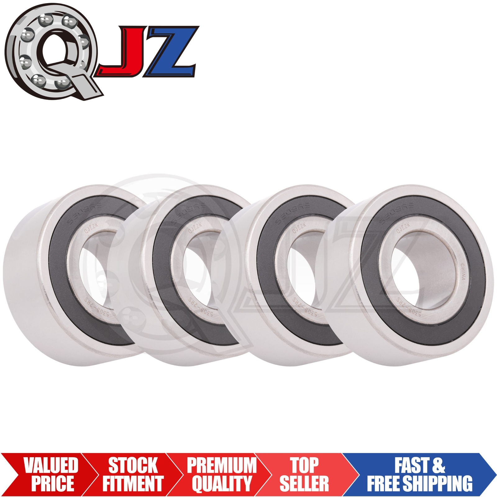 [Qty.4] 5308-2RS Angular Contact Ball Bearing [40mm Bore x 90mm OD x 36.5mm W]