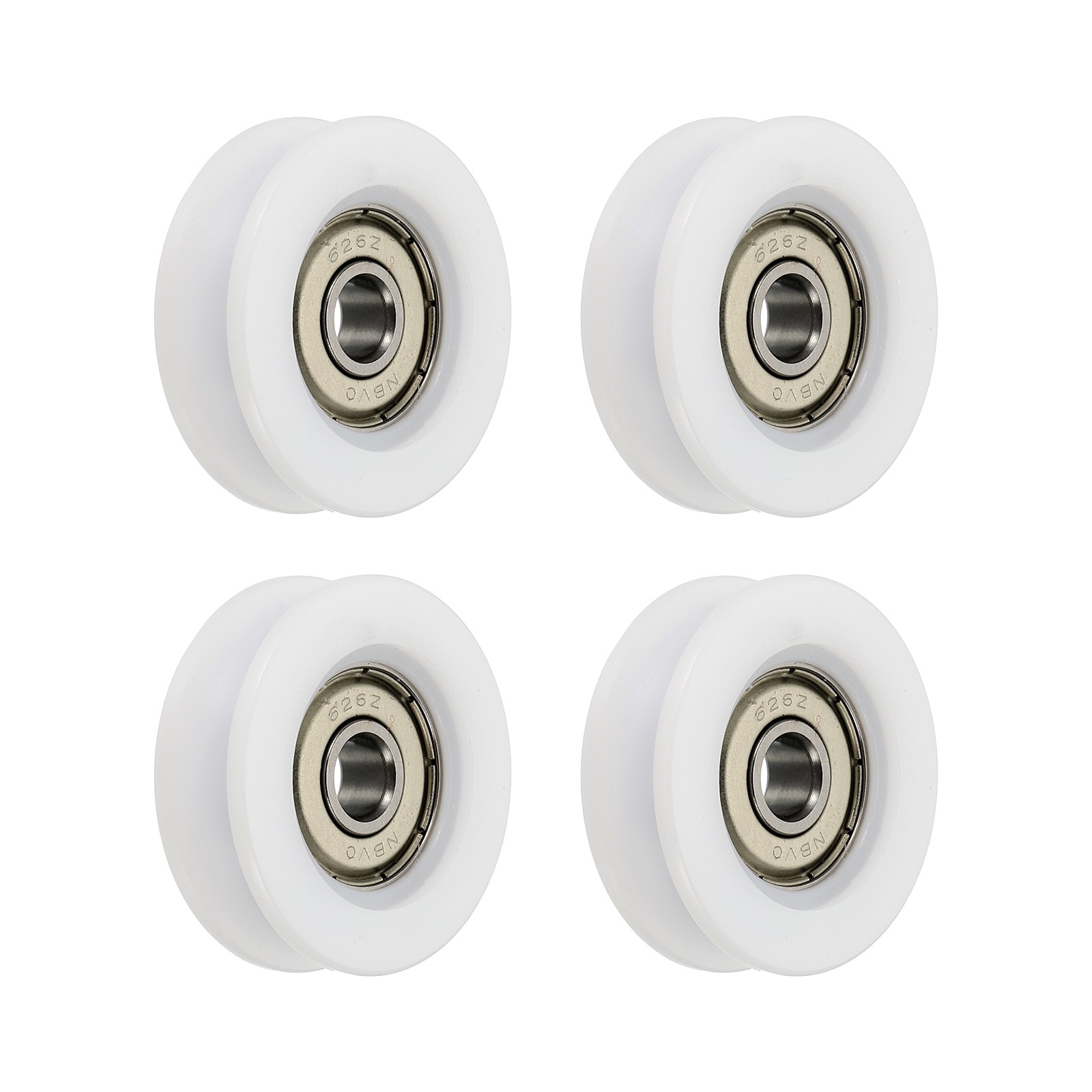 4Pcs Groove Nylon Plastic Guide Bearing 6x31x10mm Pulley Roller (White)