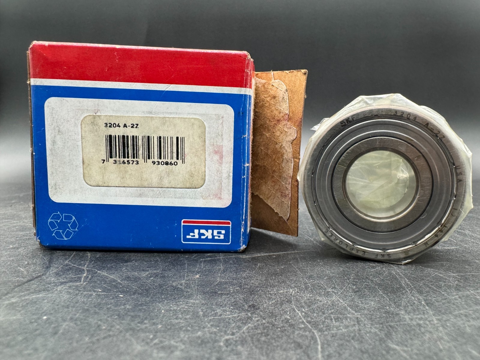 One (1) SKF 3204 A-2Z Double Row Angular Contact Ball Bearing USA NEW