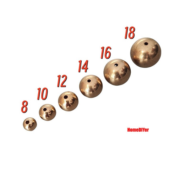 Loose Brass Balls With Hole Solid Perforated Metal Beads DIY Diameter 2mm~16mm