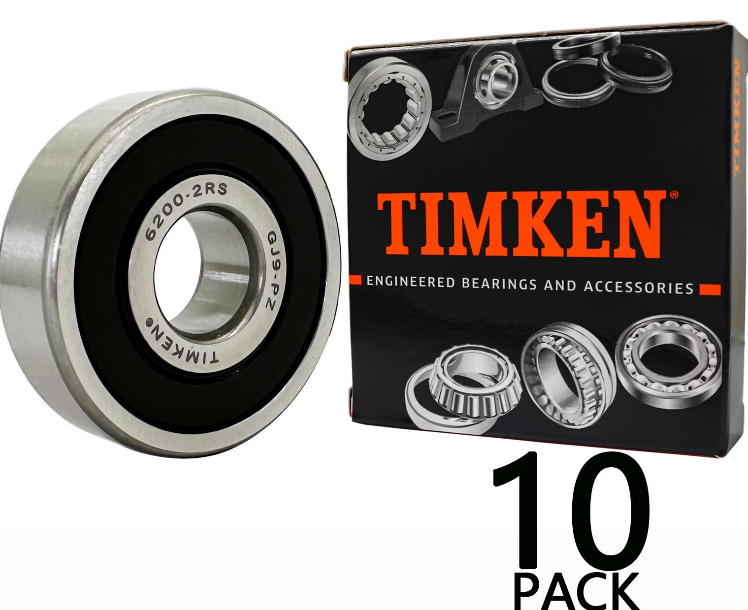 10PACK USA TIMKEN 6200-2RS 10X30X9MM Double Rubber Seal Ball Bearings 6200RS