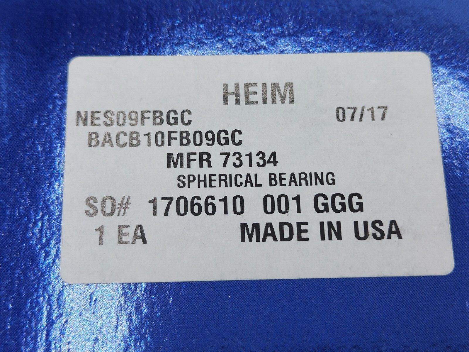 RBC NES09FBGC Airframe Spherical Bearing HEIM BACB10FB09GC BOEING *NEW SEALED*