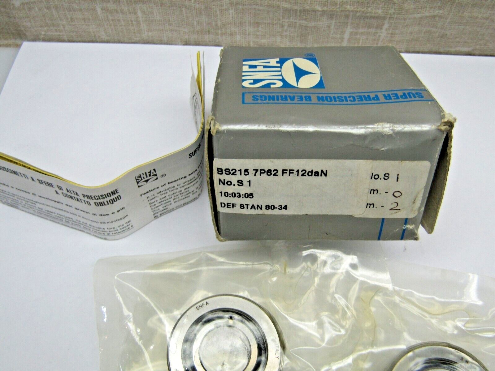 SNFA BS215 7P62 15mmX 35mm X 11mm Super Precision 2 Bearing Set BSA202CGA